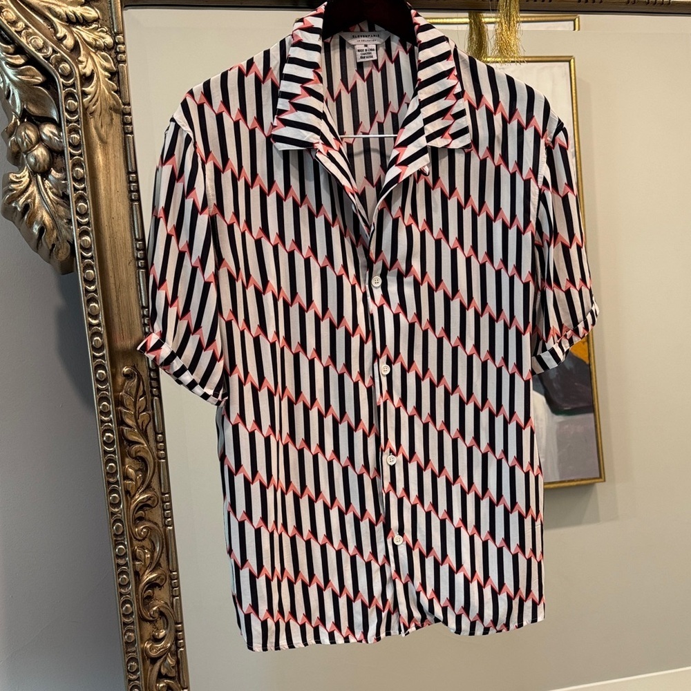 Eleven Paris Black and White Shirt with Red Accents